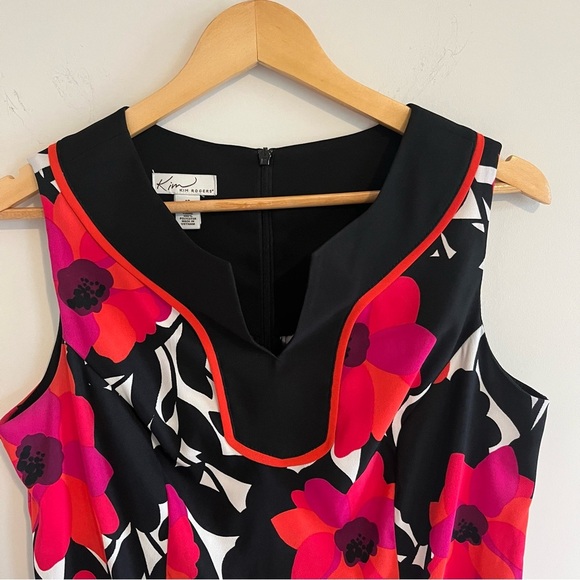 Kim Rogers Women’s Dark Floral Shift Dress size 12 Mod Style with Pockets - Picture 3 of 13
